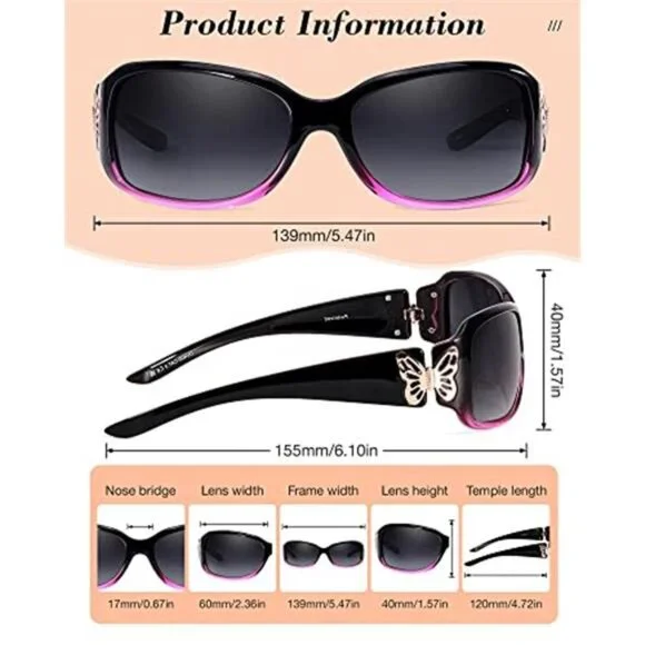 Women's Polarized Sunglasses Butterfly Decoration UV Protection - Picture 4 of 6